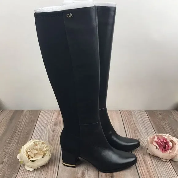 Calvin Klein Black and White Heeled Boots - Picture 8 of 8